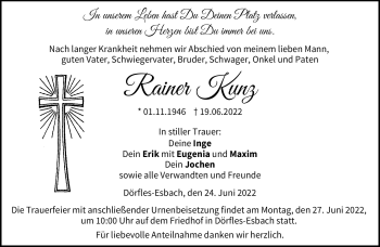 Traueranzeige von Rainer Kunz von Neue Presse Coburg