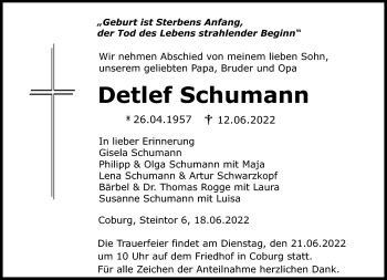 Traueranzeige von Detlef Schumann von Neue Presse Coburg