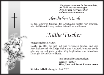 Traueranzeige von Käthe Fischer von Südthüringer Presse
