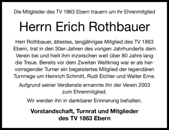 Traueranzeige von Erich Rothbauer von Neue Presse Coburg