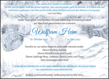 Traueranzeige von Wolfram Heim von Südthüringer Presse
