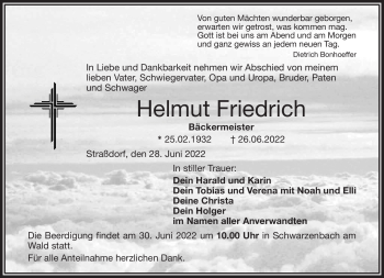 Traueranzeige von Helmut Friedrich von Frankenpost