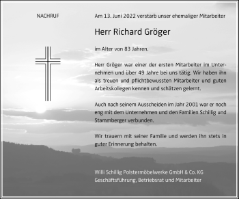Traueranzeige von Richard Gröger von Neue Presse Coburg