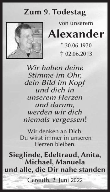 Traueranzeige von Alexander Steppert von Neue Presse Coburg