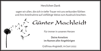 Traueranzeige von Günter Machleidt von Südthüringer Presse