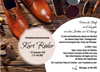 Traueranzeige von Kurt Röder von Südthüringer Presse