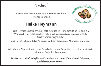 Traueranzeige von Heike Heymann von Südthüringer Presse