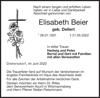 Traueranzeige von Elisabeth Beier von Neue Presse Coburg