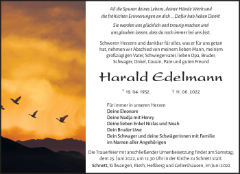 Traueranzeige von Harald Edelmann von Südthüringer Presse