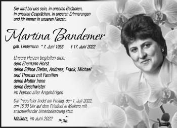 Traueranzeige von Martina Bandemer von Südthüringer Presse