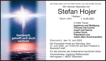 Traueranzeige von Stefan Hojer von Neue Presse Coburg