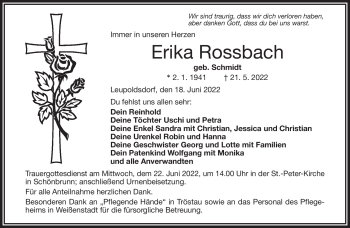 Traueranzeige von Erika Rossbach von Frankenpost