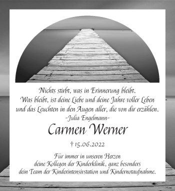 Traueranzeige von Carmen Werner von Neue Presse Coburg