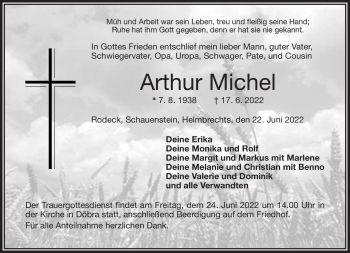 Traueranzeige von Arthur Michel von Frankenpost