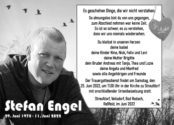 Traueranzeige von Stefan Engel von Südthüringer Presse
