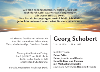 Traueranzeige von Georg Schobert von Frankenpost