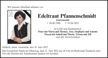 Traueranzeige von Edeltraut Pfannenschmidt von Neue Presse Coburg