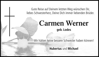 Traueranzeige von Carmen Werner von Neue Presse Coburg