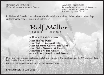 Traueranzeige von Rolf Müller von Südthüringer Presse