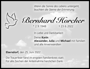 Traueranzeige von Bernhard Horcher von Neue Presse Coburg