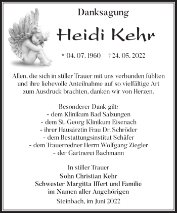 Traueranzeige von Heidi Kehr von Südthüringer Presse