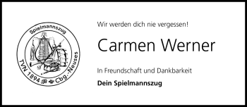 Traueranzeige von Carmen Werner von Neue Presse Coburg