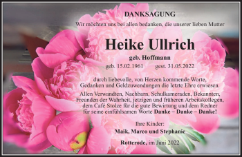 Traueranzeige von Heike Ullrich von Südthüringer Presse