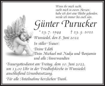 Traueranzeige von Günter Purucker von Frankenpost