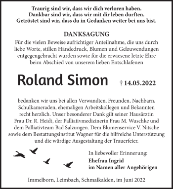 Traueranzeige von oland Simon von Südthüringer Presse
