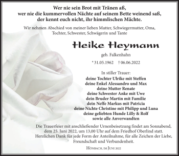 Traueranzeige von Heike Heymann von Südthüringer Presse