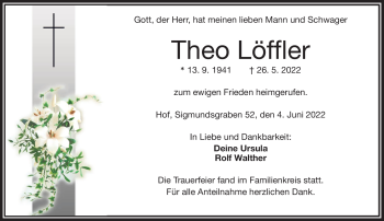 Traueranzeige von Theo Löffler von Frankenpost