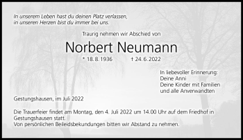 Traueranzeige von Norbert Neumann von Neue Presse Coburg