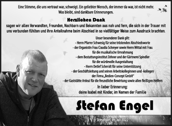Traueranzeige von Stefan Engel von Südthüringer Presse