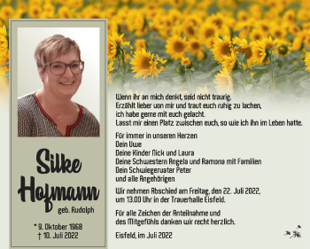 Traueranzeige von Silke Hofmann von Südthüringer Presse