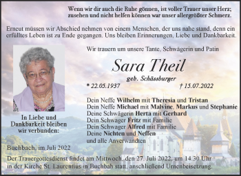 Traueranzeige von Sara Theil von Neue Presse Coburg