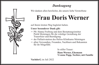 Traueranzeige von Doris Werner von Südthüringer Presse