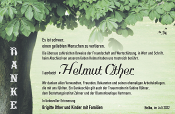 Traueranzeige von Helmut Other von Südthüringer Presse
