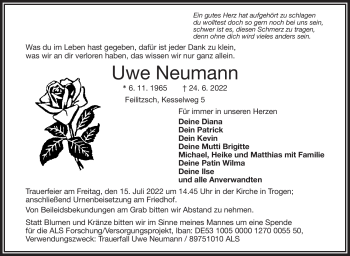 Traueranzeige von Uwe Neumann von Frankenpost