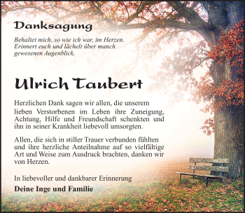 Traueranzeige von Ulrich Taubert von Südthüringer Presse