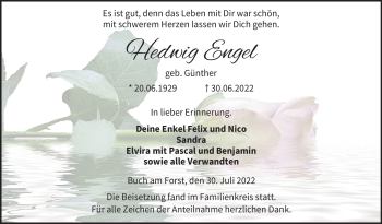 Traueranzeige von Hedwig Engel von Neue Presse Coburg