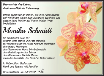 Traueranzeige von Monika Schmidt von Südthüringer Presse