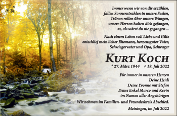 Traueranzeige von Kurt Koch von Südthüringer Presse