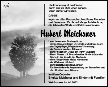 Traueranzeige von Hubert Meichsner von Südthüringer Presse
