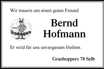 Traueranzeige von Bernd Hofmann von Frankenpost