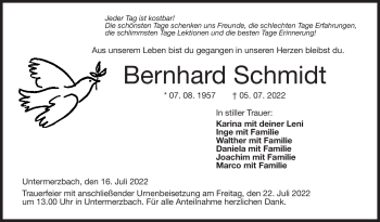 Traueranzeige von Bernhard Schmidt von Neue Presse Coburg