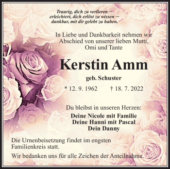 Traueranzeige von Kerstin Amm von Südthüringer Presse