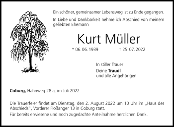 Traueranzeige von Kurt Müller von Neue Presse Coburg