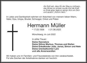 Traueranzeige von Hermann Müller von Frankenpost