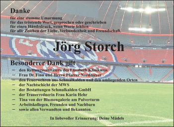 Traueranzeige von Jörg Storch von Südthüringer Presse