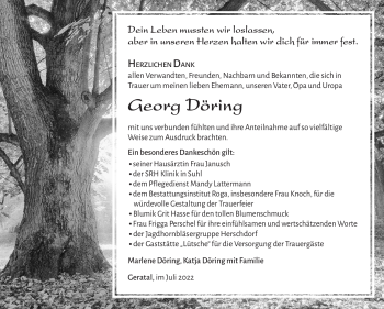 Traueranzeige von Georg Döring von Südthüringer Presse